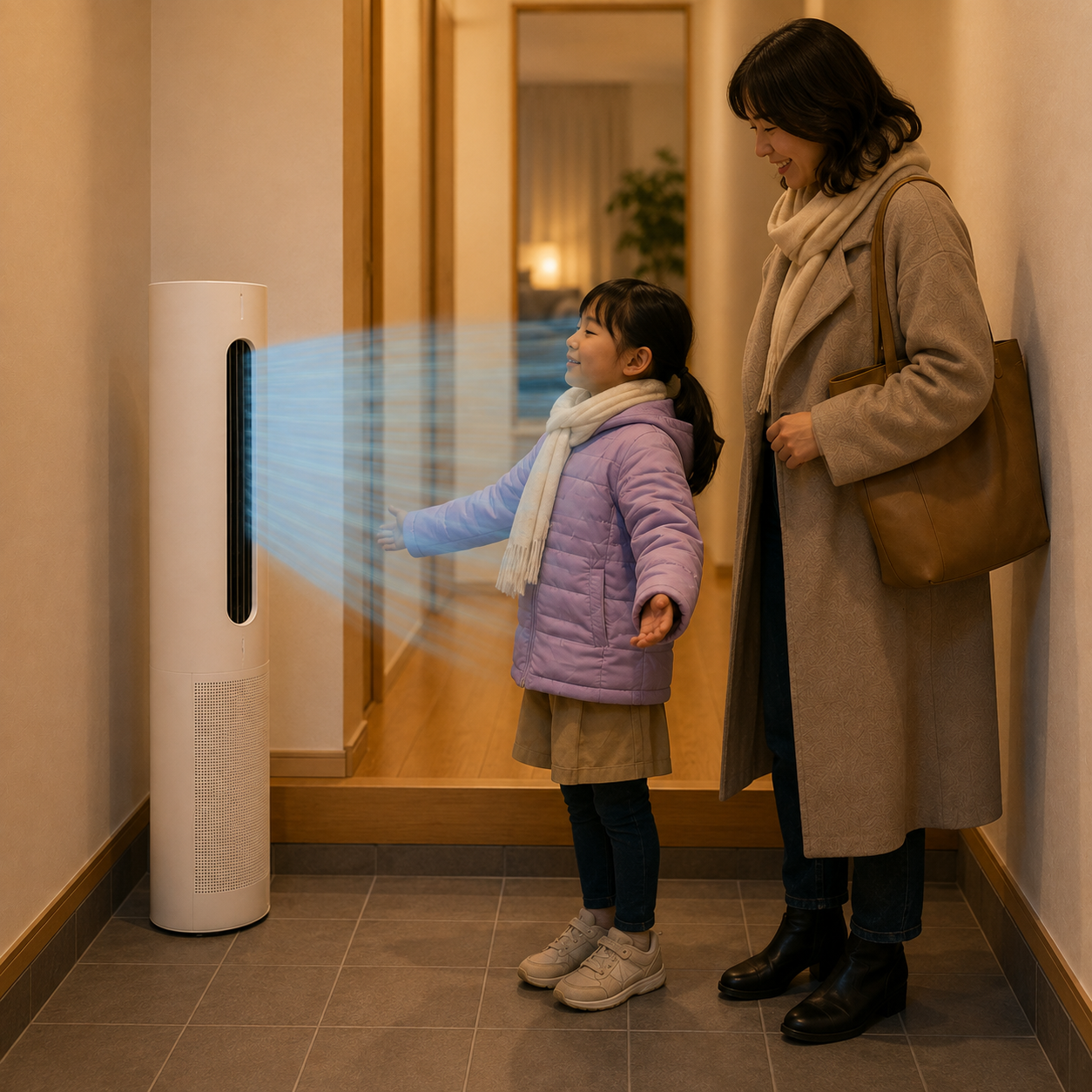 衣類に自動でジェット送風を当てる利用イメージ